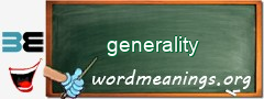 WordMeaning blackboard for generality